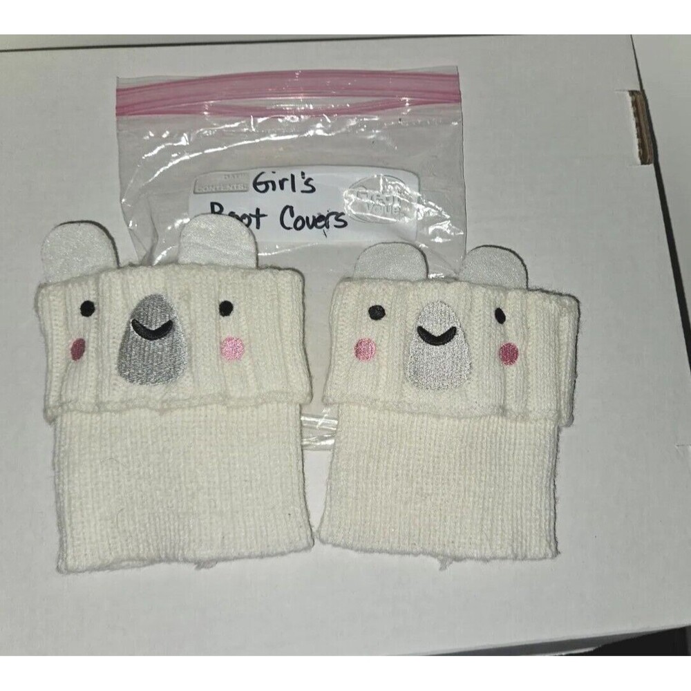 Girls white bear Boot Covers homeaid